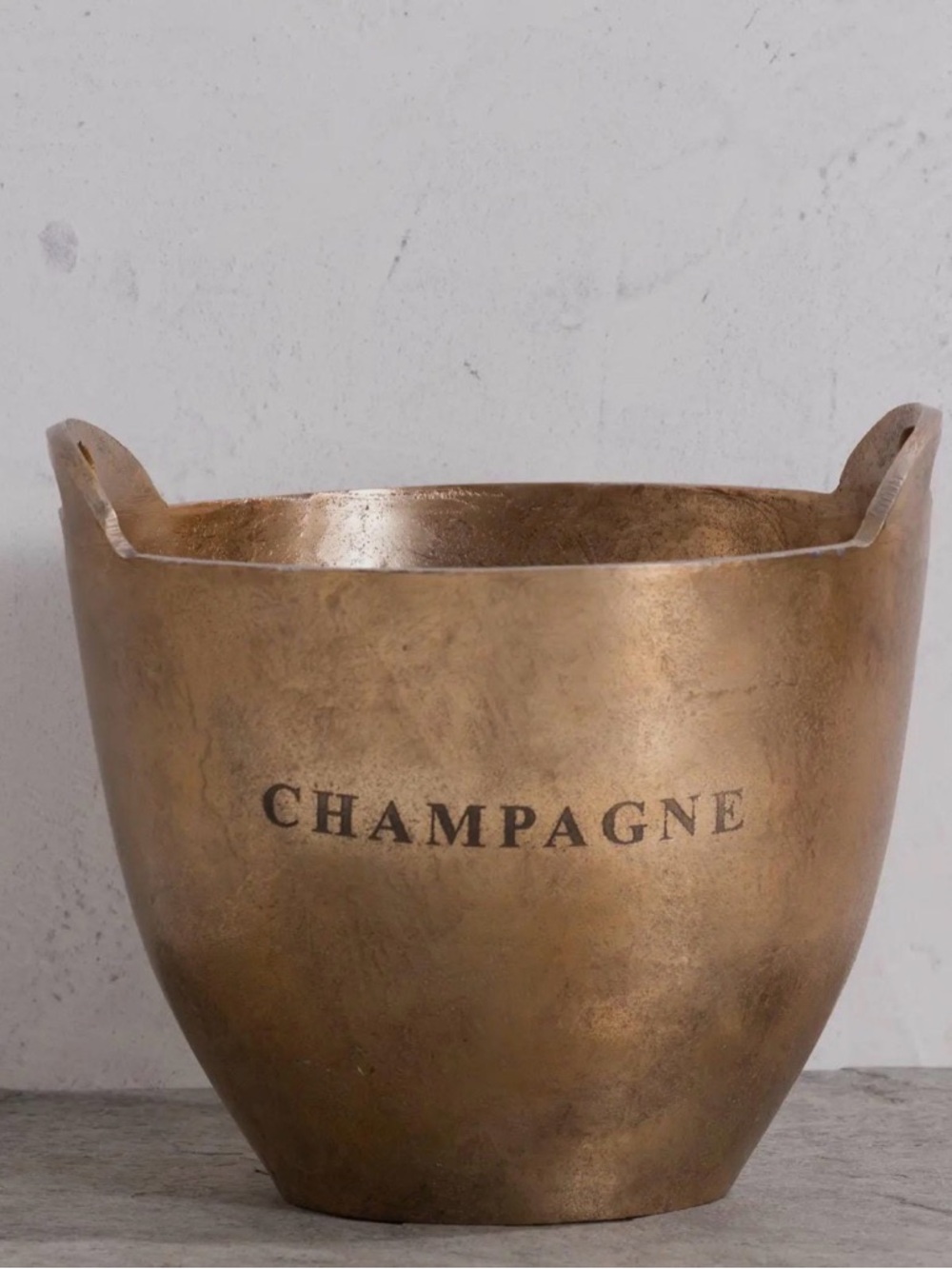Vintage Brass Look Large Solid Champagne Bucket